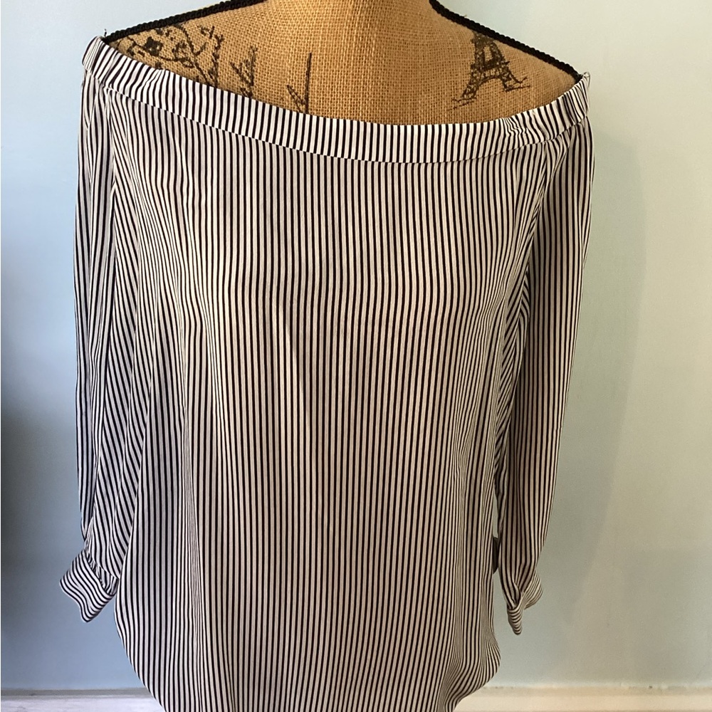 Cabi silk off the shoulder Brigitte Blouse